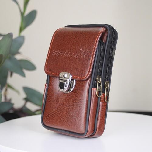 Men Waist bag Leather Durable Waist pack With lock Belt Canvas Multifunction Bag Zipper Waterproof Waist Bag for Outdoor Wear