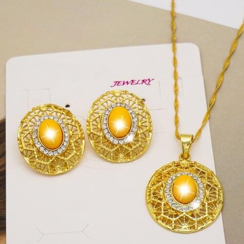 Simple Elegant Bridal Jewelry Crystal Necklace Earrings for Girl Party Gift Rhinestone Engagement Jewelry Sets