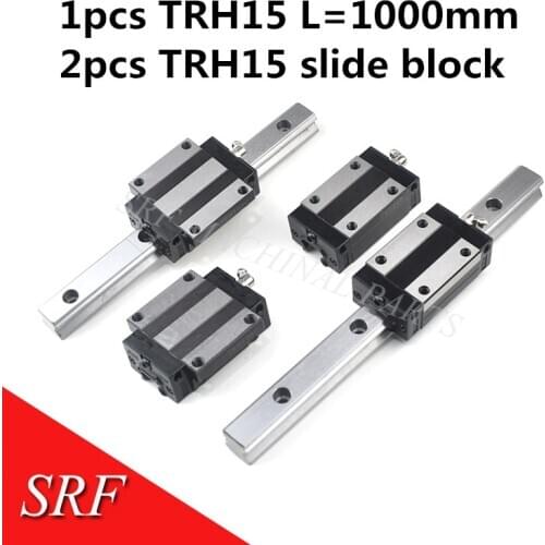 Square guide linear rail 1pcs TRH15 L=1000mm +2pcs TRH15 carriage slides for CNC