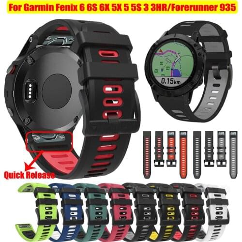 LYQSTA 26 22mm Silicone Band For Garmin Fenix 6 5 6X 6X Pro 5 5X Plus/Forerunner 935 945 3 HR Quick Release Easy fit Watch Strap