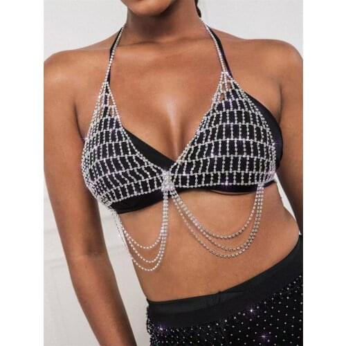 Luxury shiny Rhinestone Bikini Set sexy bra t-pants womens exaggerated geometric luster underwear jewelry wholesale