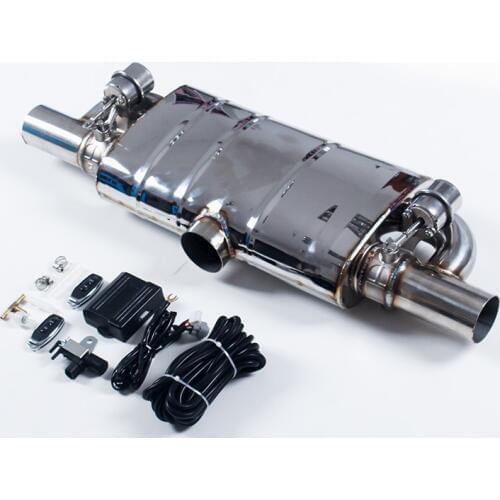 Exhaust Muffler Vacuum Muffler T Style Valve Muffller 1 Inlet to 2 outlet 2 Valve Remoter Control Muffler kits