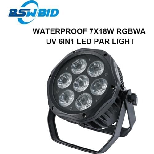 Waterproof 7x18W 6in1 RGBWA UV Led Par Lights Flat Par Led With dmx512 Control Spotlight DJ Projector Wall Lighting Stage Light