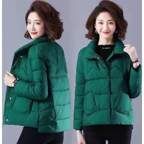 Women Cotton Jacket 2021 New Mother Loose Outerwear casaco feminino M-5XL Coat Elegant Black Green Red Padded Jackets Female