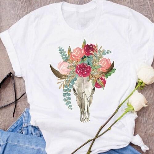 Women Graphic Fox Animal Cartoon Printing Cute Short Sleeve Print Clothes Lady Tees Tops Female T Shirt Womens T-Shirt