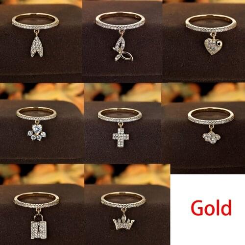 New Design Butterfly Cross Cat Paw Pendant Rings for Women Exquisite Zircon Finger Jewelry Charms Wedding Anniversary Gift