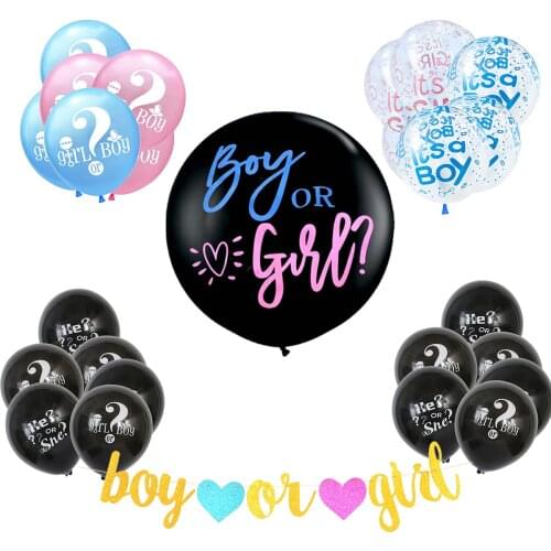 1 Set Giant Boy Or Girl Gender Reveal Black Latex Balloon Baby Shower Confetti Ballons Birthday Gender Reveal Party Decoration