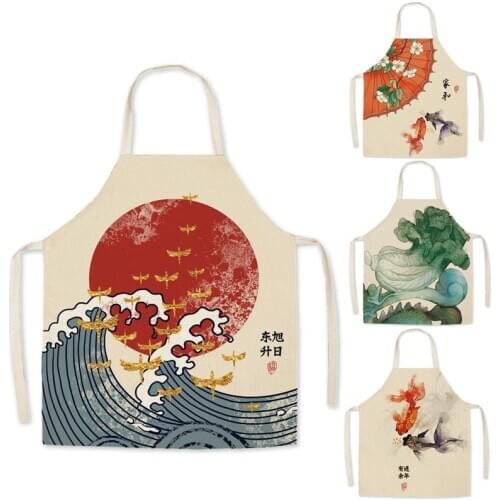 1 Pcs Flower Pattern Women Lady Apron for Home Kitchen Restaurant Chinese Style Cooking Bib Aprons Catering Anti-Fouling
