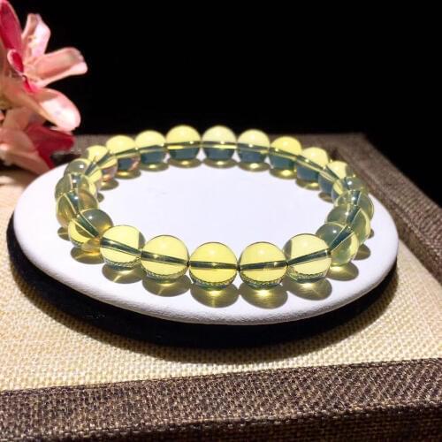 100% natural Organic gemstone blue amber 9mm-9.9mm beads men&women jewelry bracelet jewelry Dominica 3A or above Free Shipping