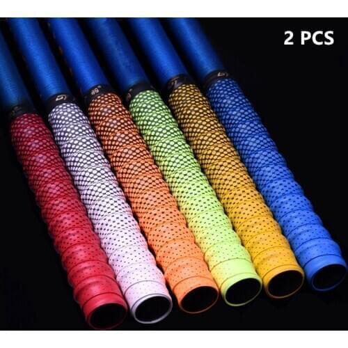 2Pcs Gradient Badminton Racket Grip Tape Anti-slip Breathable Fishing Rods Protective Sweatband