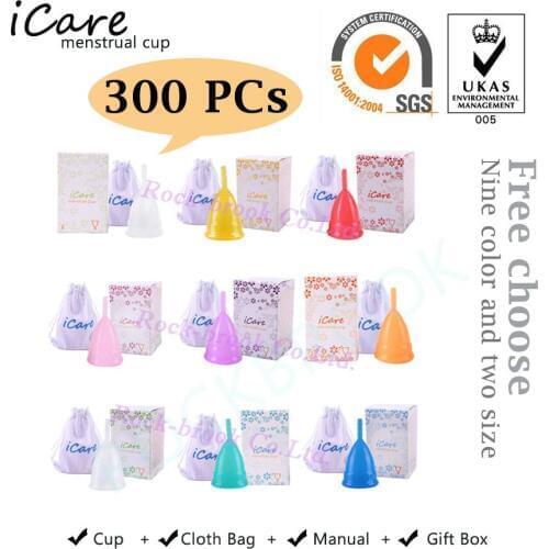 300 pcs FDA Soft Wholesale Reusable Medical Grade Silicone Menstrual Cup Feminine Hygiene Product Lady Menstruation Copo BMC01RG