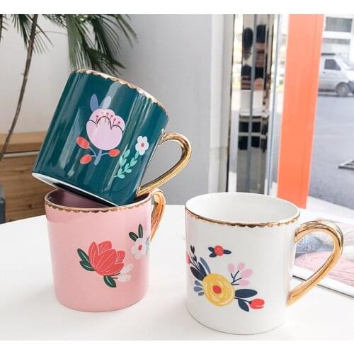 350ML Nordic Style Gold Handle Mark Cup Luxury High Grade Business Ceramic Cup Art Coffee Milk Cup