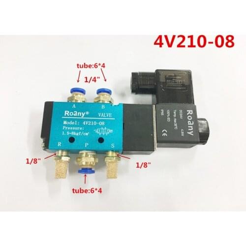 4V210-08 Single Coil DC 24V/AC220V/DC12V 2 Position 5 Port / Ways Pneumatic Air Control Solenoid Valve