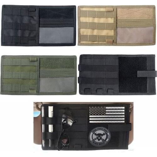 Car Sun Visor Storage Bag Multi-function Cover Molle Webbing Document Finishing Hang Bag Tactical Card Holder Organize Debris