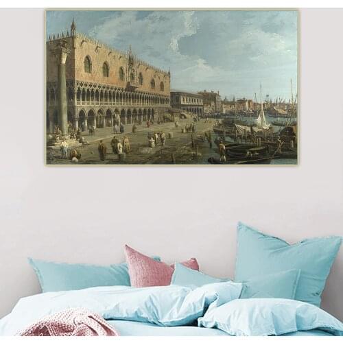 Citon Canaletto《Venice-The Doges Palace and the Riva degli Schiavoni》Canvas Art Oil Painting Picture Wall Decor Home Decoration