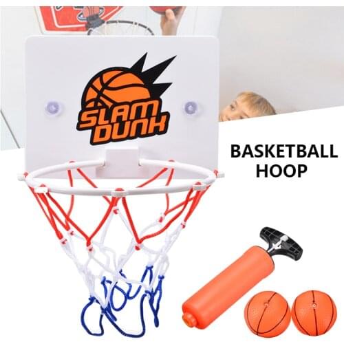 Home Indoor Mini Portable Basketball Hoop Suction Cup Basket Ball Board Stand + Ball +Air Pump Wall Mounted For Children Adults