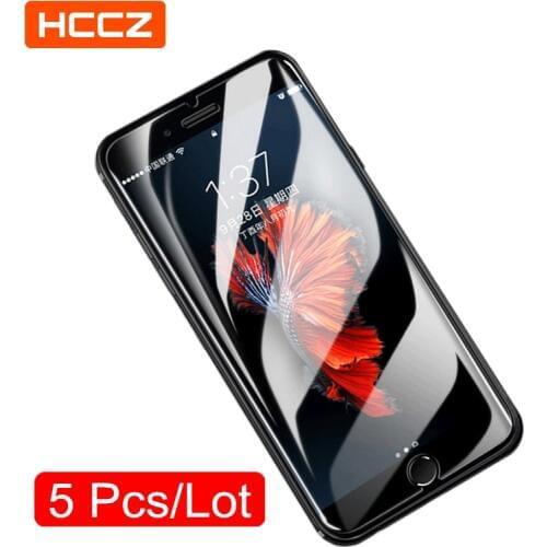 HCCZ 5 pcs/Lot for iPhone 7 8 6 6s Plus Screen Protector for iPhone X XR XS Max 5s 5 SE High Quality 2.5D 9H Tempered Glass Film