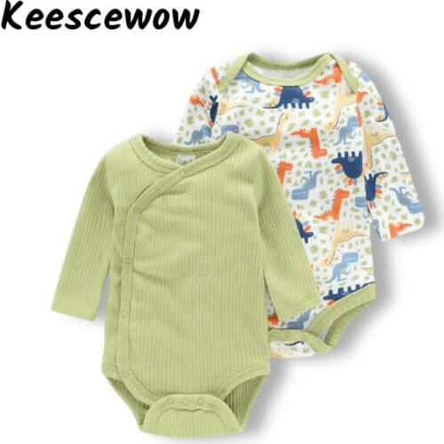 Keescewow Soft Cotton Baby Bodysuit Fashion Baby Unisex Newborn Clothes Long Sleeve Baby Jumpsuit (2 Piece Set)