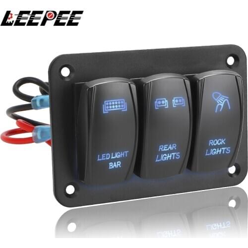 LEEPEE 12V 24V 3 Gang Switch Panel Splitter Circuit Breaker On/off Light LED Accessories For Car Truck Caravan Marine Ship Yacht