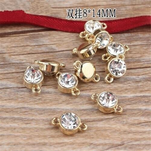 Mini Order 20PCs DIY Jewelry Findings Rhinestone Crystal Round Alloy Bracelet Connector Charm Craft Necklace Floating Pendant