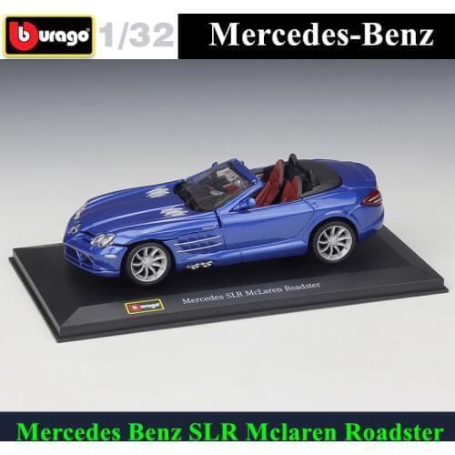 Bburago 1:32 Mercedes Benz SLR simulation alloy car model plexiglass dustproof display base package Collecting gifts