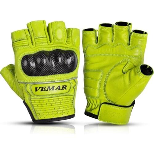 Motorcycle Gloves Spring Summer Motocross Protective Gear Half Finger Gloves Real Leather With Reflective Strips