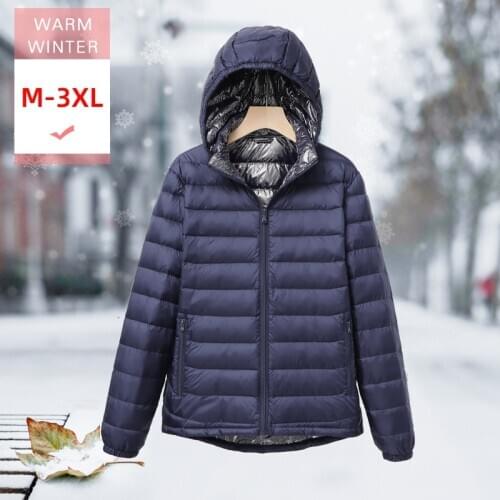 Men Winter Short White Duck Down Jacket With Hood Detachable Male Ultral Light Thiin Soft Warm Zipper Coat Big Size Windproof
