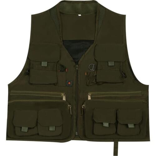 Mens Mesh Fishing Vest Photography Work Multi-Pockets Outdoors Journalists Vest Jacket Waitcoat For Outdoor Camping Hiking