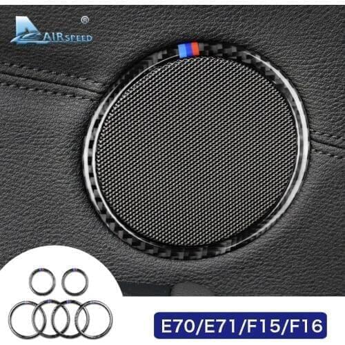 Airspeed Carbon Fiber Car Door Audio Speakers Cover Trim Stickers for BMW X5 X6 E70 E71 F15 F16 Accessories Interior Decorations