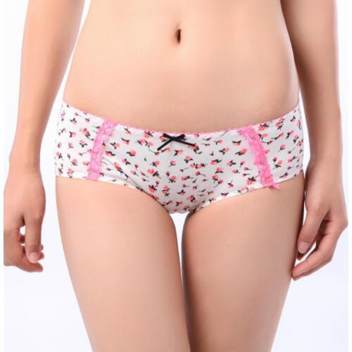 2019 new Lovely comfortable Sexy Pastoral Floral Figure Stretch Cotton Hips Waist Boxer Boyshort Womens Underwear