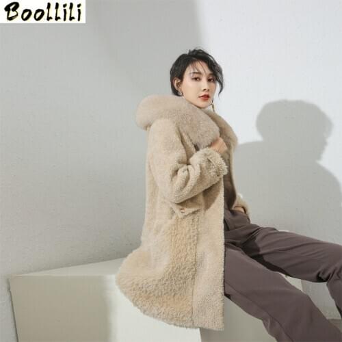 Boollili Sheep Shearing Real Fur Coat 100% Wool Jacket Women Clothes 2020 Autumn Winter Coat Women Korean Fashion Fur Tops