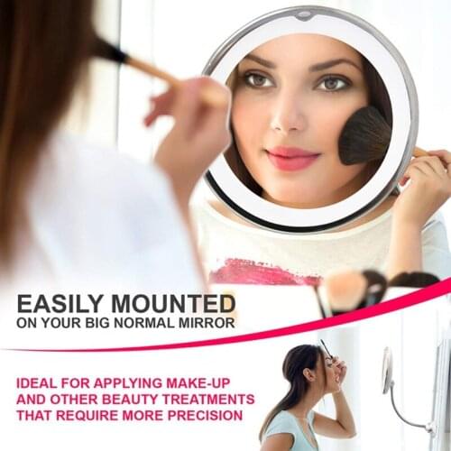 Portable Gooseneck 10X Magnifying Cosmetic Vanity Mirrors with Suction Cup 360 Degree Swivel for Women Girl Lady