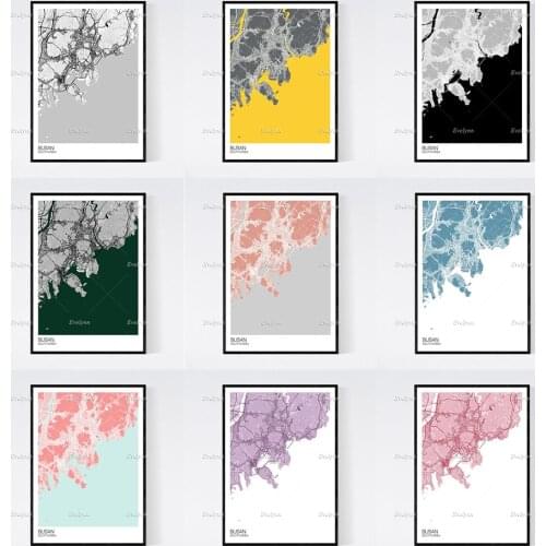 Busan, South Korea Map Nordic Retro Minimalism Painting Posters and Prints on Canvas Wall Art Modular Pictures Home Decor Gift