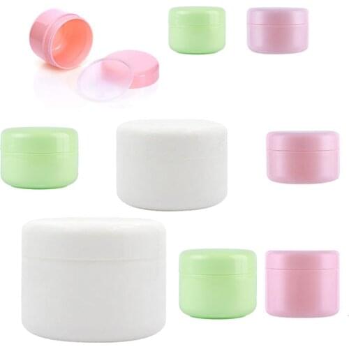 20pcs Empty Plastic Cosmetic Jar 10g/20g/30g/50g/100g Cream Pot Refillable Travel Facial Cleanser Lotion Toiletries Container