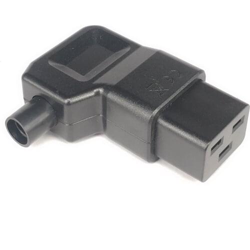 Left Angle Rewirable PDU UPS 16A 250V, IEC320 C20 Male Plug DIY Power Connector, Connet C19 Female Socket AC Adapter Black