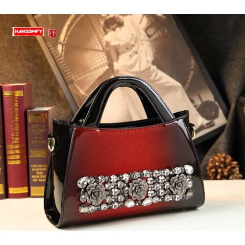 Luxury Fashion Leather Women Handbag Female Diamond Portable Tote Bag Middle-Aged Mom Shoulder Messenger Bags 2021 New