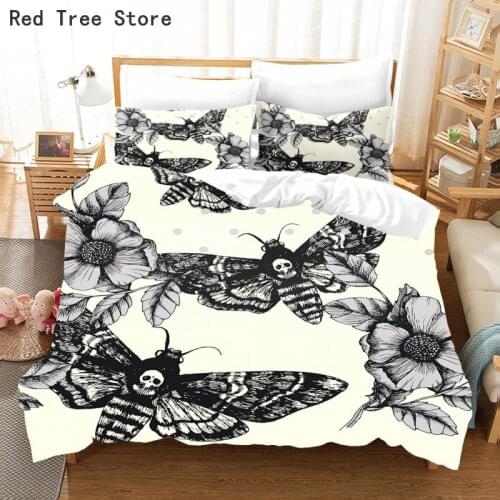 Cartoon Head Moth Skull Bedding Set Kids Adults Twin Full Queen King Size Innovative Unique Designed 3Dprinting Home Duvet Cover