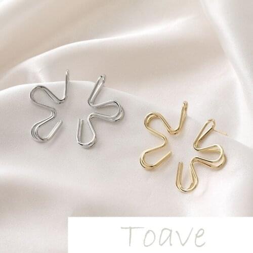 Spring 14K gold-clad copper-plated real gold double-layer half petal silver pin earring earrings handmade material accessories