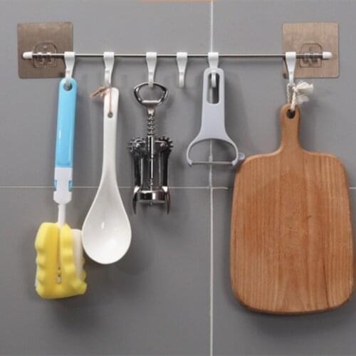 Cupboard 6 Hook Home Storage Rack Pantry Paste Hanger Wardrobe Towel Hanging Under Shelf Kitchen Accessories Organizer Tool