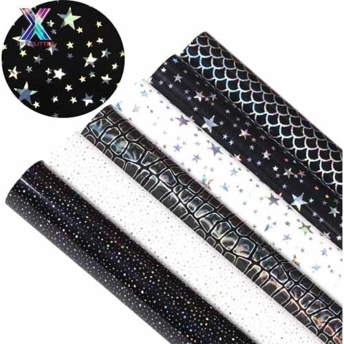 XFX HTV Vinyl for Cricut 25X100cm Black & White Holographic HTV Heat Transfer Vinyl Pattern Iron on For T-Shirt Iron on Transfer
