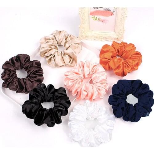 2019 New Scrunchie Women Satin Solid Elastic Hair Bands Bright Hair Ties Rubber Band For Girls Hair Accessories Ponytail Holder