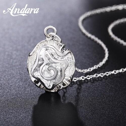 New 925 Silver Necklace Rose Flower Pendant O-chain Silver Chain Woman Wedding Wedding Jewelry Gift