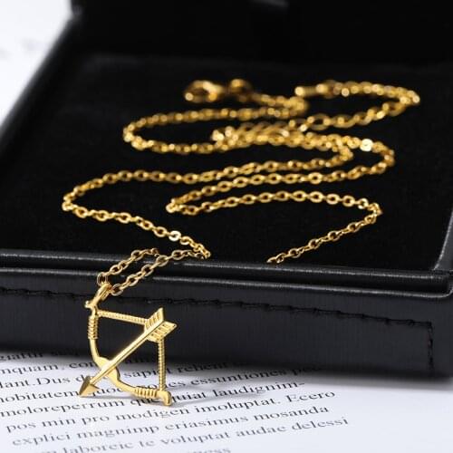 Neckalces for Women Angel Cupids Arrow Love Pendant Necklace Stainless Steel Chains Charm Couples Charm Jewelry Gift Jewelry