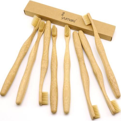 DR.PERFECT 24PCS/lot Beige Pillar Bamboo Toothbrush Eco friendly Wooden Bamboo Toothbrush Oral Care Black Head