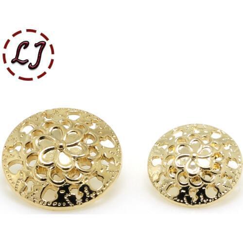 Free shipping 10pcs/lot combined zinc alloy metal buttons gold round button clothing pants sewing accessories scrapbook