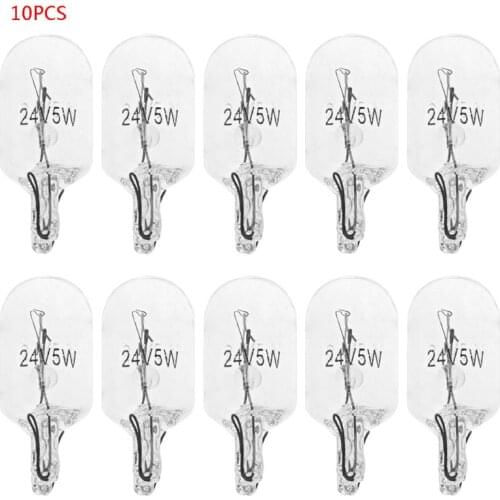 10Pcs T5 W5W White Color 1.2W 194 501 Halogen Bulb Side Wedges Car Light Source Instrument Lamp F19A