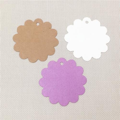 100Pcs/Lot Flower Side Colorful Kraft Paper Card Jewelry Wedding Candy Box Tags Favor Gift Price Blank Label Tag Customized