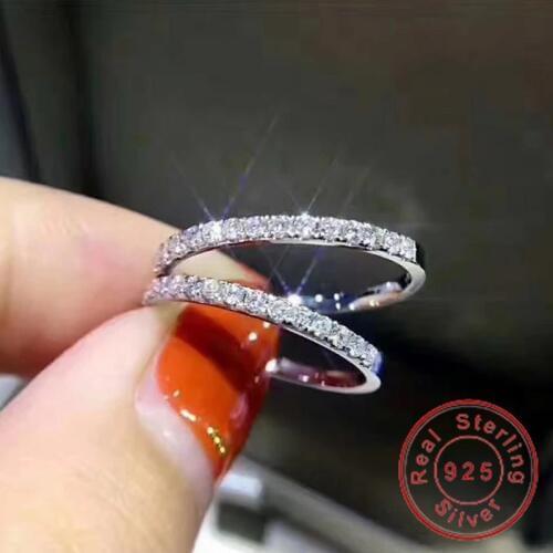 3 colors Eternity Promise ring 100% 925 Sterling silver Cubic Zirconia Party Wedding Band Rings for women Simple Finger Jewelry