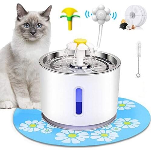Automatic Pet Cat Water Fountain 2.4L Quiet USB LED Dog Drinking Fountain Cat Drinker Feeder Bowl Pet Water Fountain Dispenser