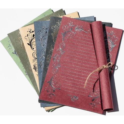 4 Sheets Luxury Elegant Vintage Retro Cute Design Writing Stationery Paper Pad Letter Creative Bronzing Wreath Paper Letter